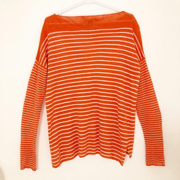 Vince Orange and White Striped Sweater - Picture 7 of 8
